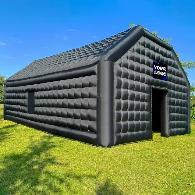 WARSUN Large Black Inflatable Night Club: 30x20x13Ft Inflatable Party Tent with Logo Area, Disco Cube Gazebo, and Event House.